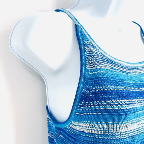 & OTHER STORIES Minidress Size S Cutout Space Dyed Cotton & Linen Space Dye Blue - Picture 3 of 12